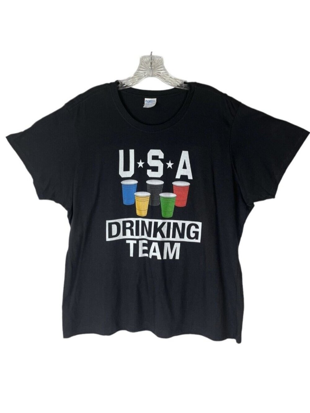 USA‎ Drinking Team Graphic Tshirt Womens XXL Black Port & Co